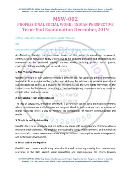 IGNOU MSW-002 Previous Year Solved Question Paper English Medium (DEC 2019)