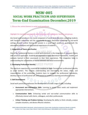 IGNOU MSW-005 Previous Year Solved Question Paper English Medium (DEC 2019)