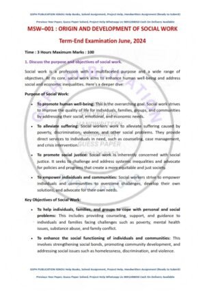 IGNOU MSW-001 Previous Year Solved Question Paper English Medium (JUNE 2024)