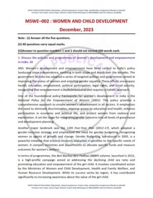 IGNOU MSWE-02 Previous Year Solved Question Paper English Medium (DEC 2023)