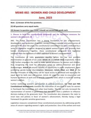 IGNOU MSWE-02 Previous Year Solved Question Paper English Medium (JUNE 2023)