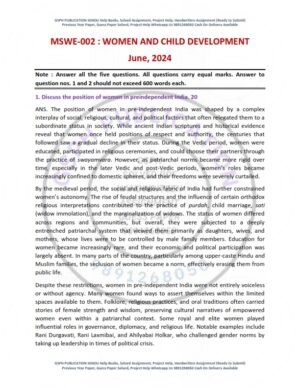 IGNOU MSWE-02 Previous Year Solved Question Paper English Medium (JUNE 2024)