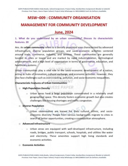 IGNOU MSW-09 Previous Year Solved Question Paper English Medium (JUNE 2024)