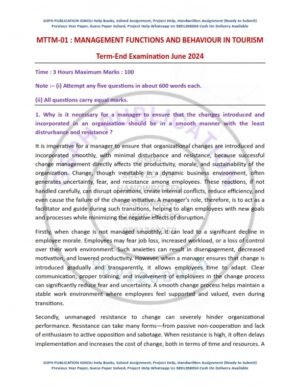 IGNOU MTTM-001 Previous Year Solved Question Paper English Medium (JUNE 2024)