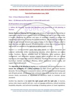 IGNOU MTTM-002 Previous Year Solved Question Paper English Medium (JUNE 2024)