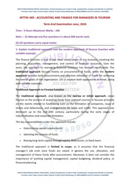 IGNOU MTTM-005 Previous Year Solved Question Paper English Medium (JUNE 2024)