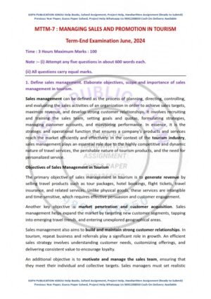IGNOU MTTM-007 Previous Year Solved Question Paper English Medium (JUNE 2024)
