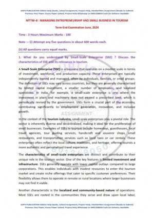 IGNOU MTTM-008 Previous Year Solved Question Paper English Medium (JUNE 2024)