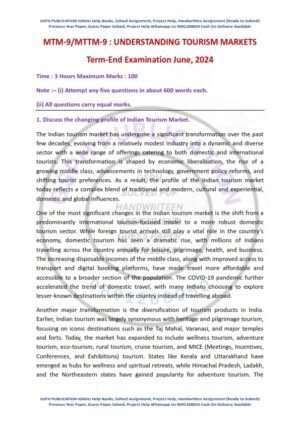 IGNOU MTTM-009 Previous Year Solved Question Paper English Medium (JUNE 2024)