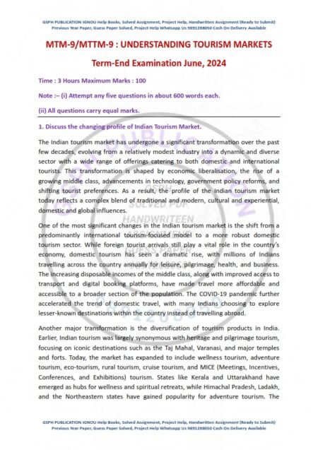 IGNOU MTTM-009 Previous Year Solved Question Paper English Medium (JUNE 2024)