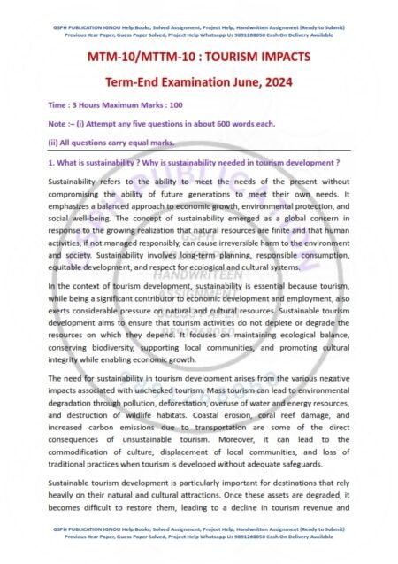 IGNOU MTTM-010 Previous Year Solved Question Paper English Medium (JUNE 2024)