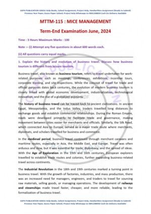 IGNOU MTTM-115 Previous Year Solved Question Paper English Medium (JUNE 2024)