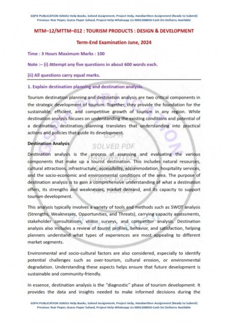 IGNOU MTTM-012 Previous Year Solved Question Paper English Medium (JUNE 2024)