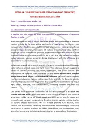 IGNOU MTTM-014 Previous Year Solved Question Paper English Medium (JUNE 2024)