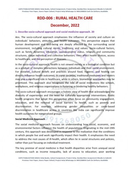 IGNOU RDD-06 Previous Year Solved Question Paper English Medium (DEC 2022)