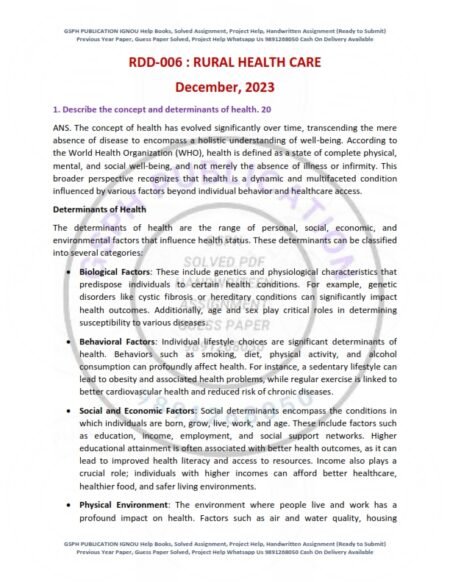 IGNOU RDD-06 Previous Year Solved Question Paper English Medium (DEC 2023)