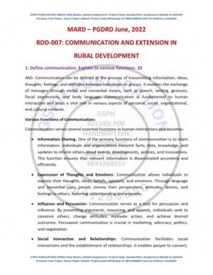 IGNOU RDD-07 Previous Year Solved Question Paper English Medium (June 2022)