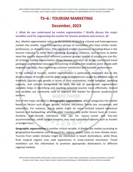 IGNOU TS-06 Previous Year Solved Question Paper English Medium (DEC 2023)