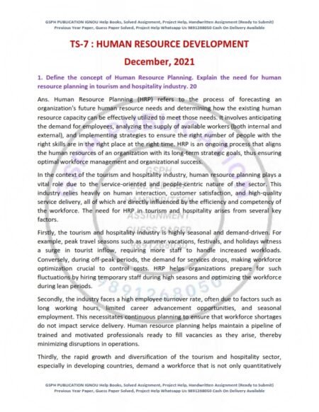 IGNOU TS-07 Previous Year Solved Question Paper English Medium (DEC 2021)