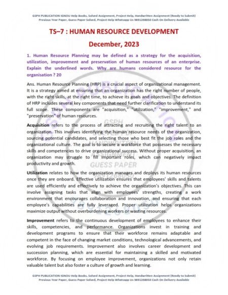 IGNOU TS-07 Previous Year Solved Question Paper English Medium (DEC 2023)