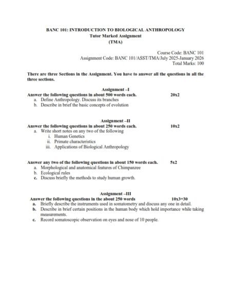 IGNOU BANC-101 Solved Assignment 2025-26 English Medium