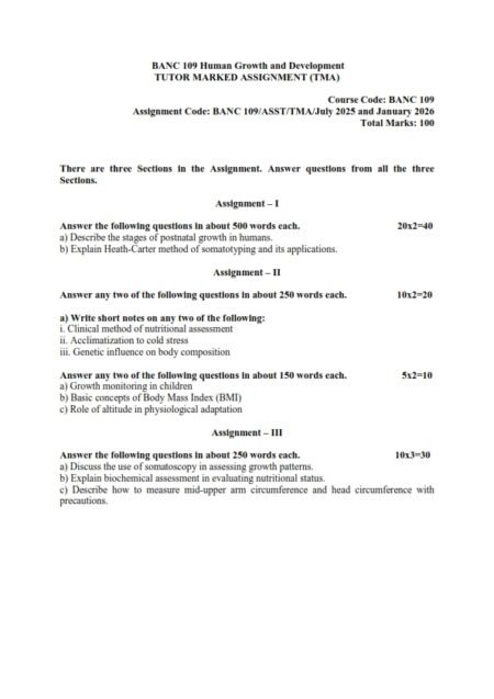 IGNOU BANC-109 Solved Assignment 2025-26 English Medium