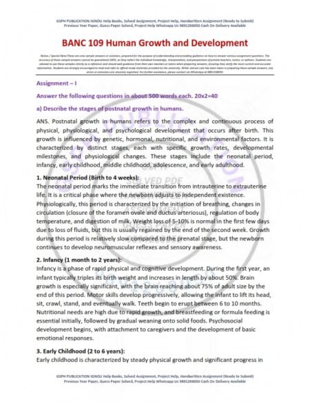 IGNOU BANC-109 Solved Assignment 2025-26 English Medium