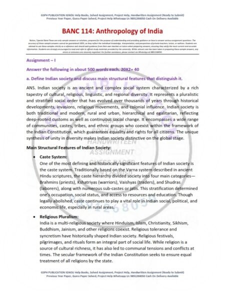 IGNOU BANC-114 Solved Assignment 2025-26 English Medium