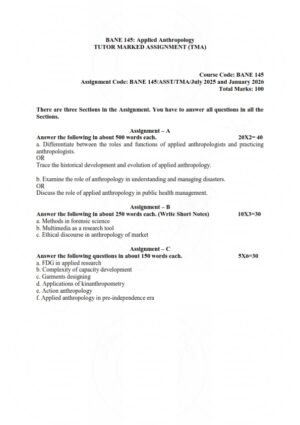 IGNOU BANE-145 Solved Assignment 2025-26 English Medium
