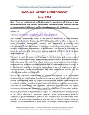 IGNOU BANE-145 Previous Year Solved Question Paper English Medium (JUNE 2024)