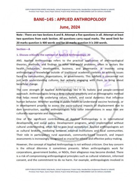 IGNOU BANE-145 Previous Year Solved Question Paper English Medium (JUNE 2024)