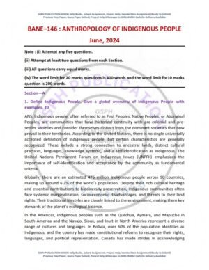 IGNOU BANE-146 Previous Year Solved Question Paper English Medium (JUNE 2024)