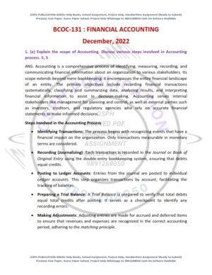 IGNOU BCOC-131 Previous Year Solved Question Paper English Medium (DEC 2022)