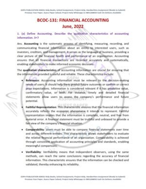 IGNOU BCOC-131 Previous Year Solved Question Paper English Medium (June 2022)