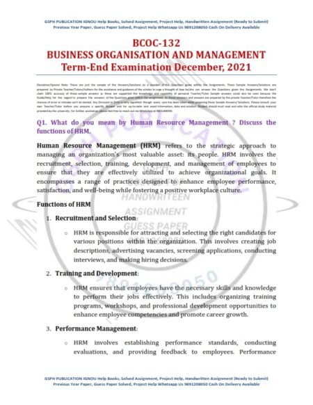 IGNOU BCOC-132 Previous Year Solved Question Paper English Medium (DEC 2021)