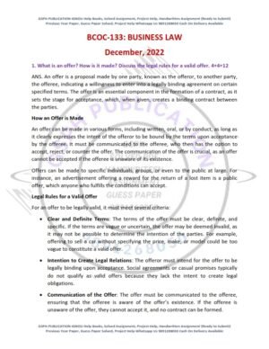 IGNOU BCOC-132 Previous Year Solved Question Paper English Medium (DEC 2022)