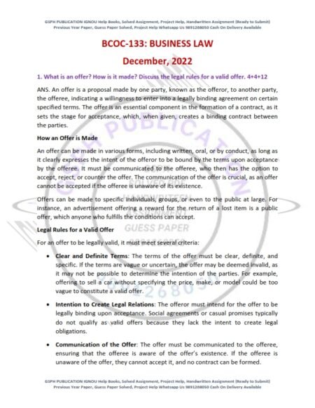 IGNOU BCOC-132 Previous Year Solved Question Paper English Medium (DEC 2022)