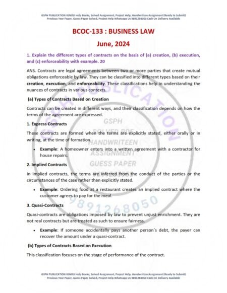 IGNOU BCOC-133 Previous Year Solved Question Paper English Medium (June 2024)