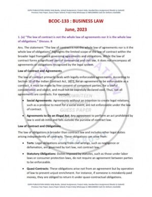 IGNOU BCOC-133 Previous Year Solved Question Paper English Medium (June 2023)