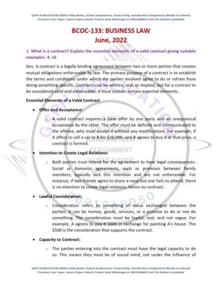 IGNOU BCOC-133 Previous Year Solved Question Paper English Medium (June 2022)