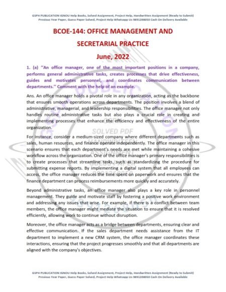 IGNOU BCOE-144 Previous Year Solved Question Paper English Medium (June 2022)