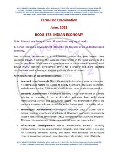 IGNOU BCOG-172 Previous Year Solved Question Paper English Medium (June 2022)