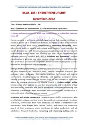 IGNOU BCOS-185 Previous Year Solved Question Paper English Medium (DEC 2022)
