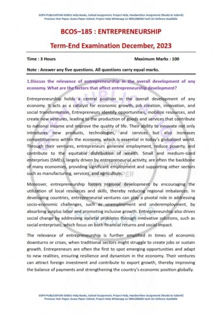 IGNOU BCOS-185 Previous Year Solved Question Paper English Medium (DEC 2023)