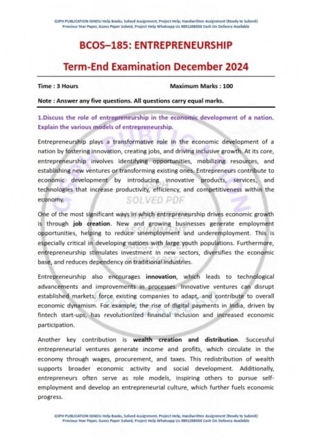 IGNOU BCOS-185 Previous Year Solved Question Paper English Medium (DEC 2024)