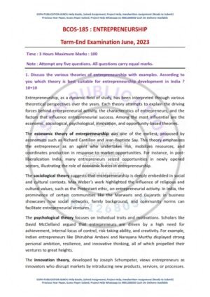 IGNOU BCOS-185 Previous Year Solved Question Paper English Medium (June 2023)