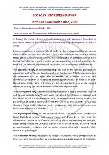 IGNOU BCOS-185 Previous Year Solved Question Paper English Medium (June 2023)