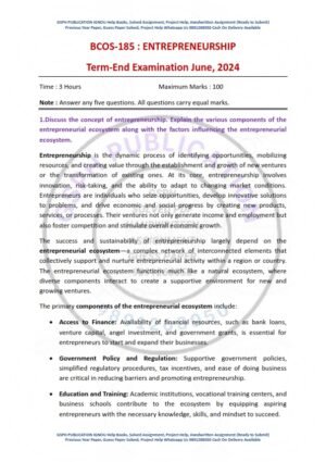 IGNOU BCOS-185 Previous Year Solved Question Paper English Medium (June 2024)