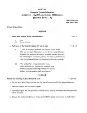 IGNOU BEGC-102 Solved Assignment 2025-26 English Medium