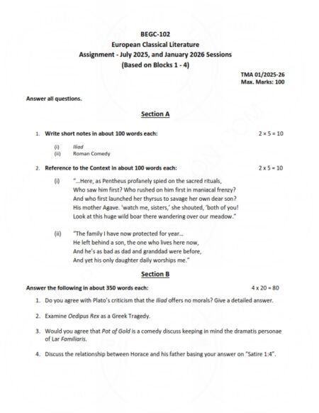 IGNOU BEGC-102 Solved Assignment 2025-26 English Medium